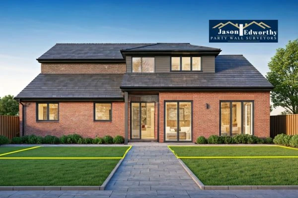 Home extension focusing on boundary line Wimborne Minster